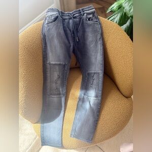 Diesel Gray Washed Jeggings with Knee Patch Detailing